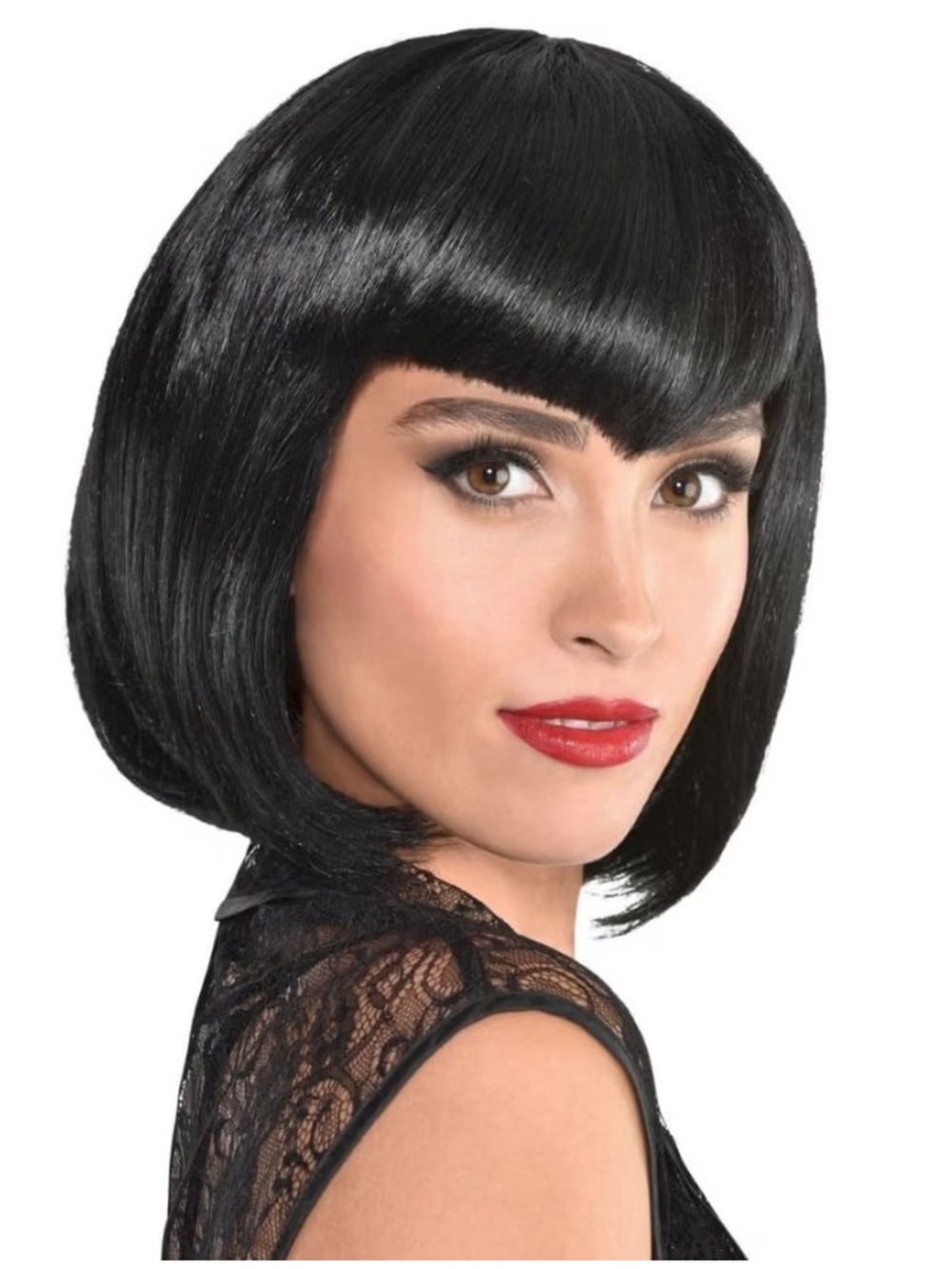Black Sultry Short Bob Wig NEW Halloween costume cosplay vampire femme fatale